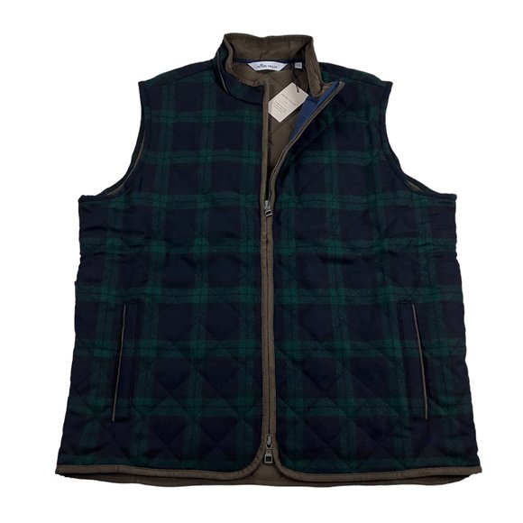 Peter Millar Vest Mens Shetland Wool Jacket Green Buffalo Plaid - Picture 1 of 9
